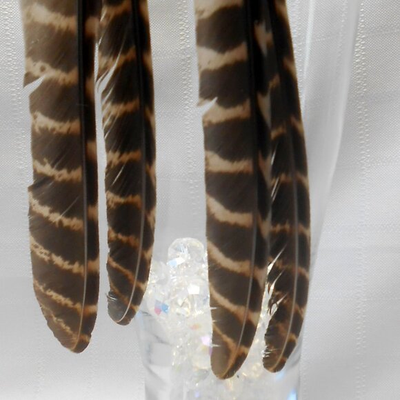 Handmade earrings with pheasant feathers and 4mm bicone beads - Picture 2 of 2